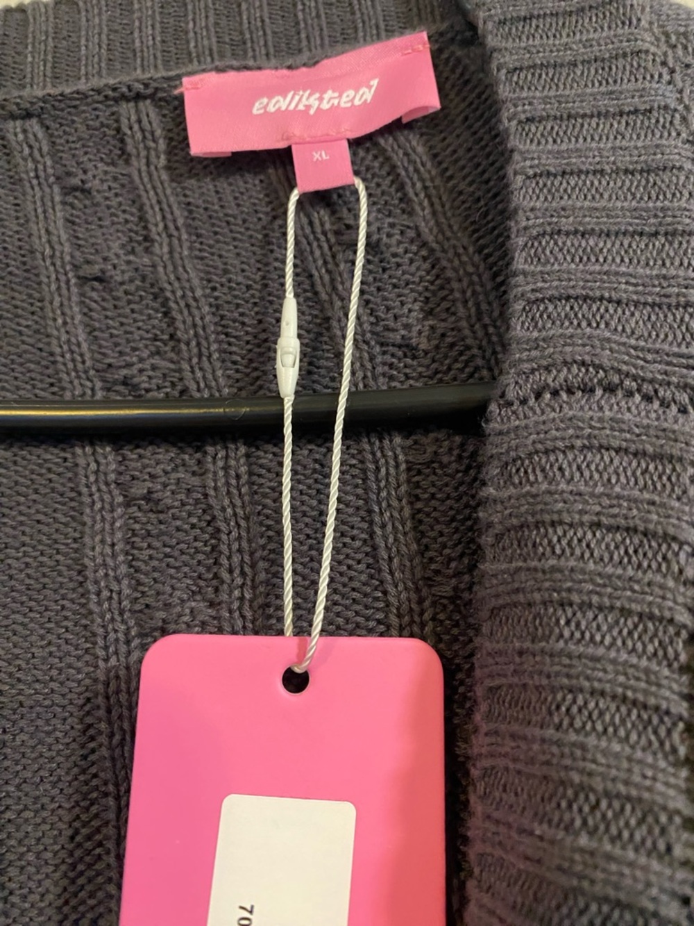 Edikted Black Cable-Knit Open Front Cardigan - Picture 3 of 4